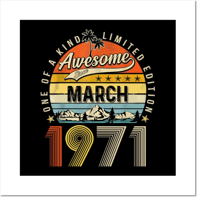 Awesome Since March 1971 Vintage 52nd Birthday Wall Art by PlumleelaurineArt